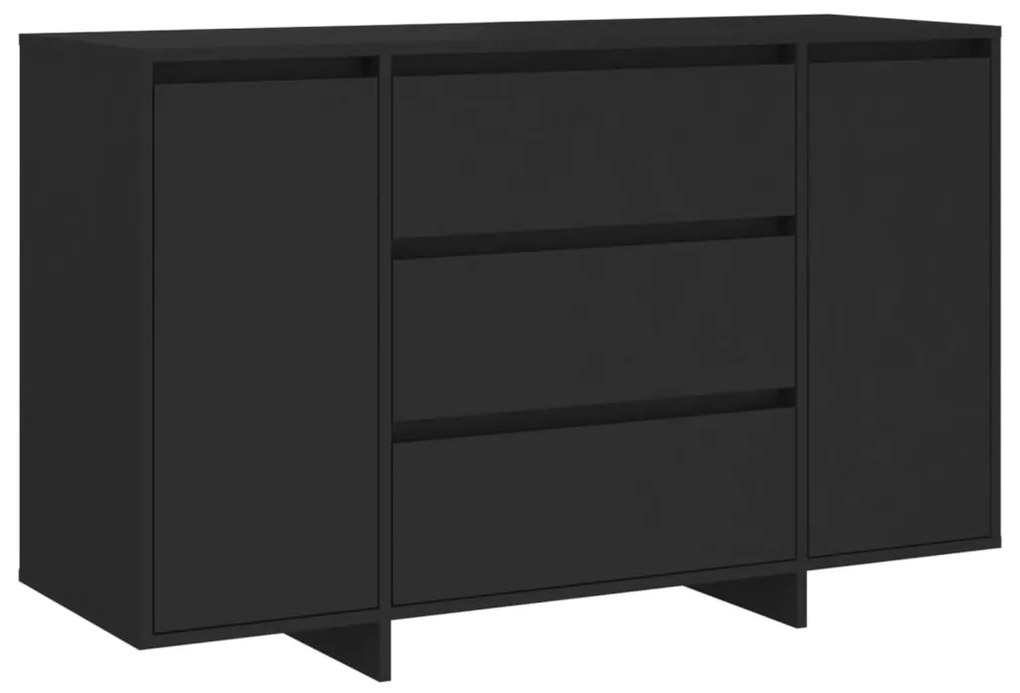 Credenza con 3 cassetti nera 120x41x75 cm in truciolato