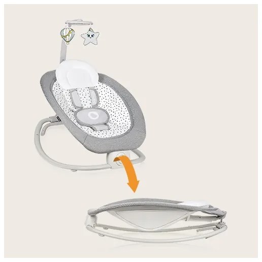 Lionelo - Dondolo vibrante per bambini con melodia PASCAL, 2xAA, grigio