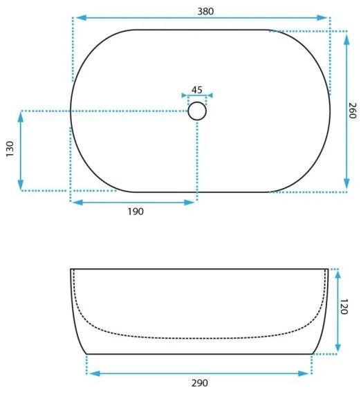 REA-U3322 - Lavabo da appoggio AMELIA MINI 26x38 cm in ceramica, bianco lucido