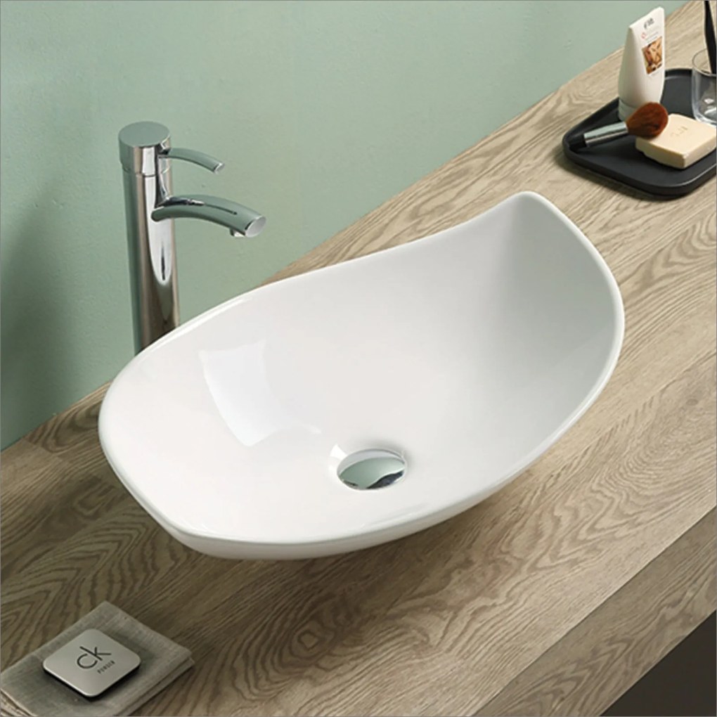 Lavabo D'Appoggio 65,5x40 Cm Rubicer "Break The Rules" Bianco Lucido