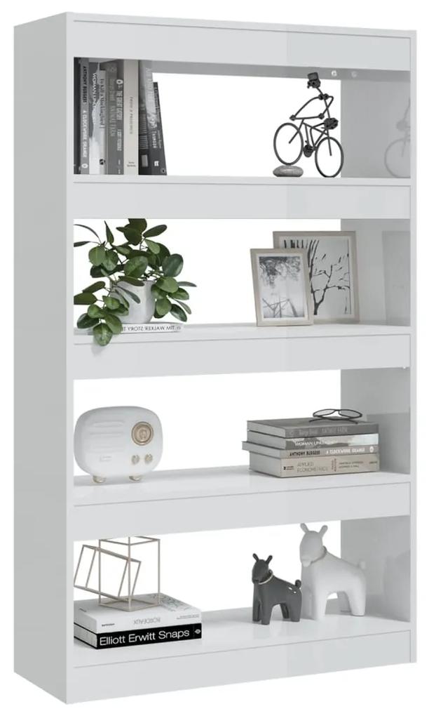 Libreria/divisorio bianco lucido 80x30x135 cm in truciolato