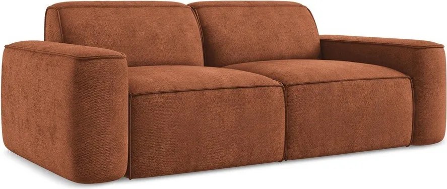 Divano color terracotta con rivestimento in ciniglia 204 cm Omao – Makamii