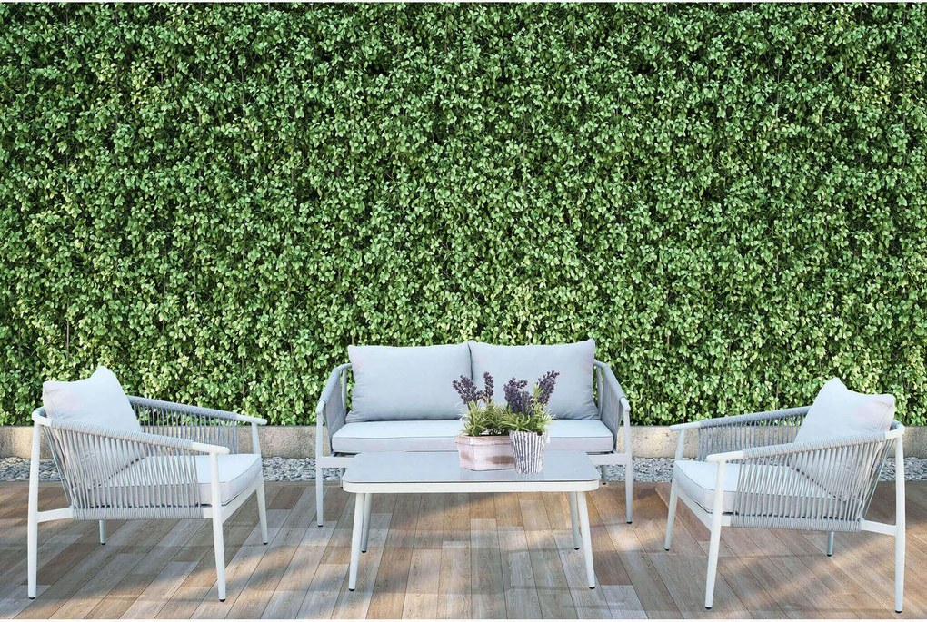 KISHORI - salotto da giardino in alluminio e corda 4 posti