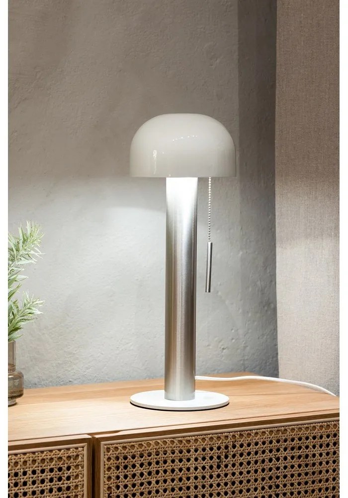 Lampada da tavolo in bianco e argento (altezza 46 cm) Costa - Markslöjd