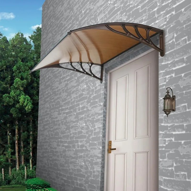 Pensilina in policarbonato marrone L 150 x P 100 cm struttura in alluminio
