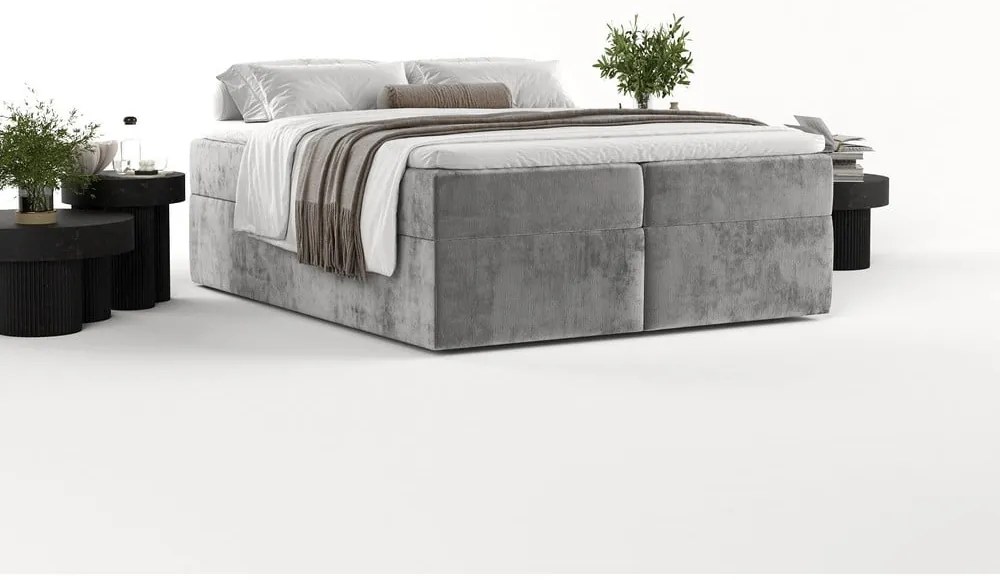 Letto boxspring grigio con contenitore 180x200 cm Yoko - Maison de Rêve