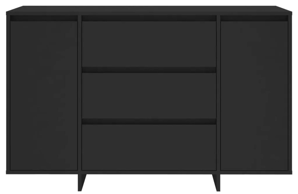 Credenza con 3 cassetti nera 120x41x75 cm in truciolato