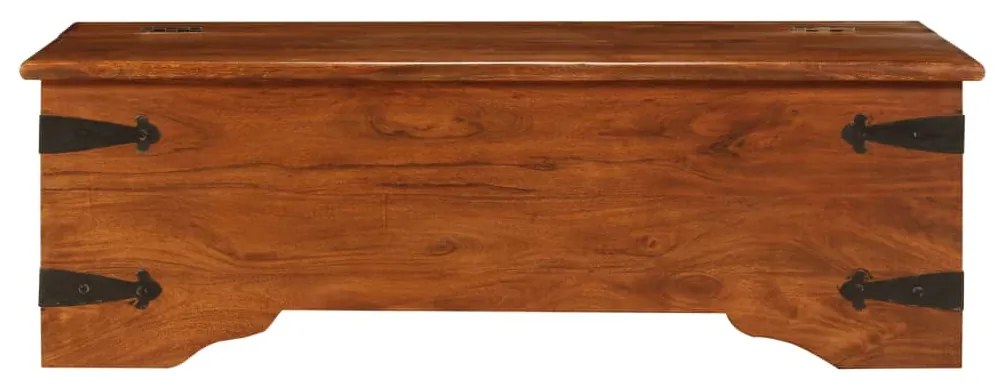 Tavolino da salotto in legno acacia finitura ambra 110x55x35 cm