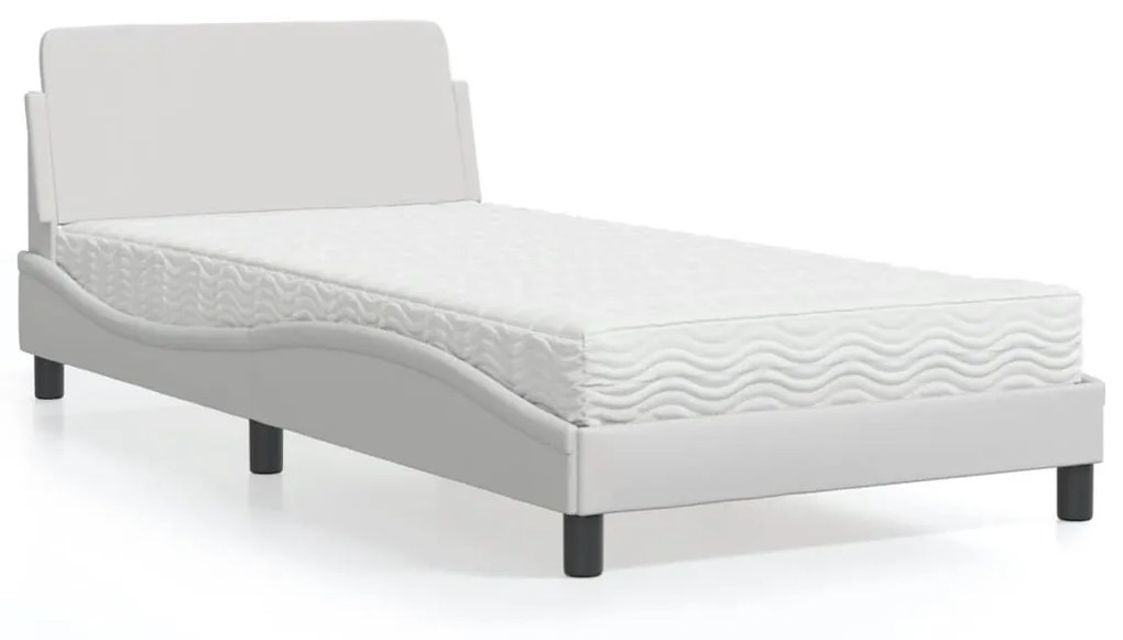 Letto con materasso bianco 100x200 cm in similpelle