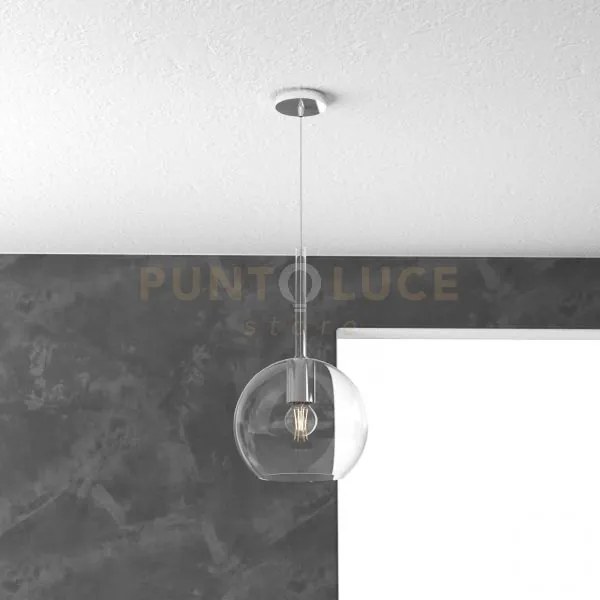 Sospensione cromo 1 luce media trasparente 1155cr-sm-tr
