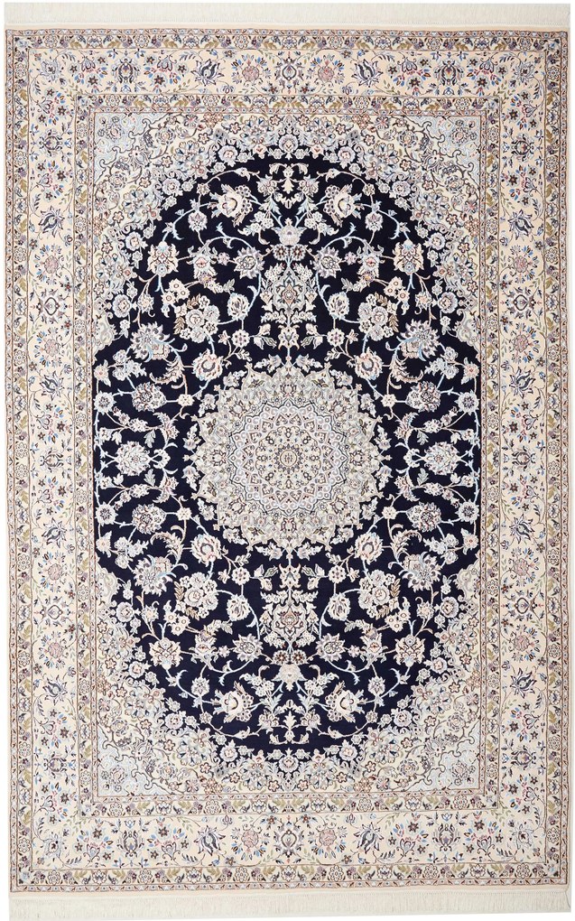 Nain Tappeto 310x200 Blu (Iran) Annodato A Mano