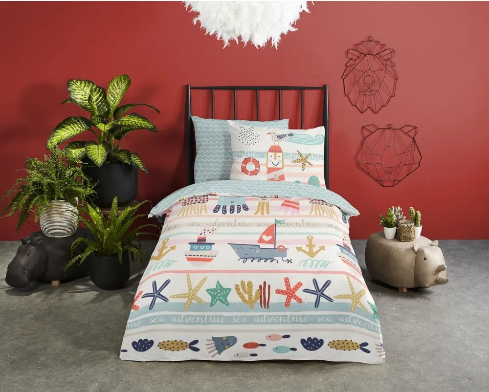 Set copripiumino e federa da bambini in cotone per letto singolo ed esteso 140x220 cm Sea – Good Morning