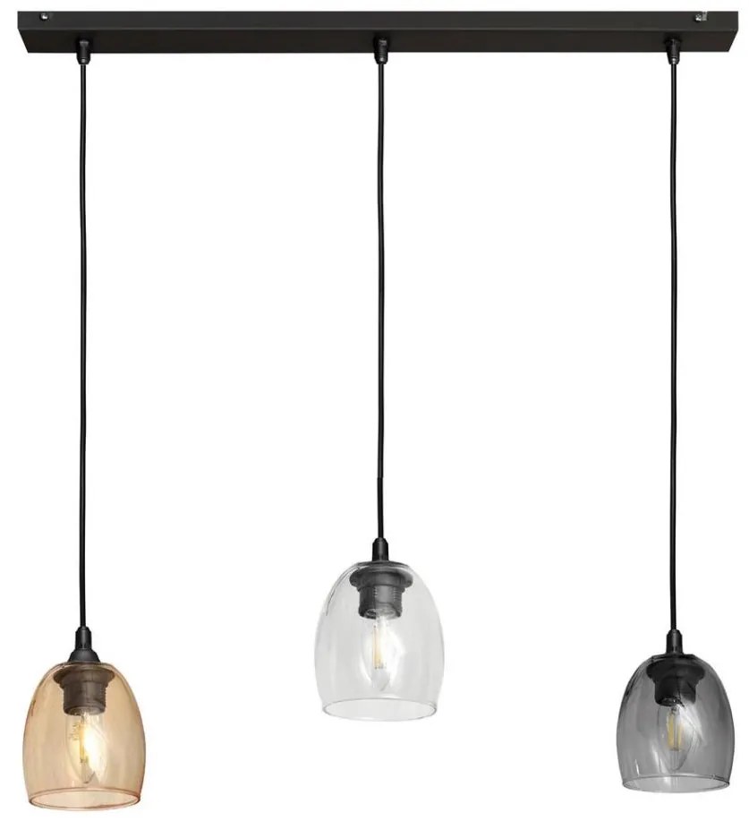 Lampadario a sospensione con filo BRILLANT 3xE27/15W/230V beige/limpido/grigio