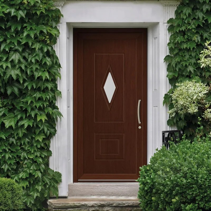 Portoncino d'ingresso Classic2 L 90 x H 210 cm in PVC noce, apertura spingere a sinistra