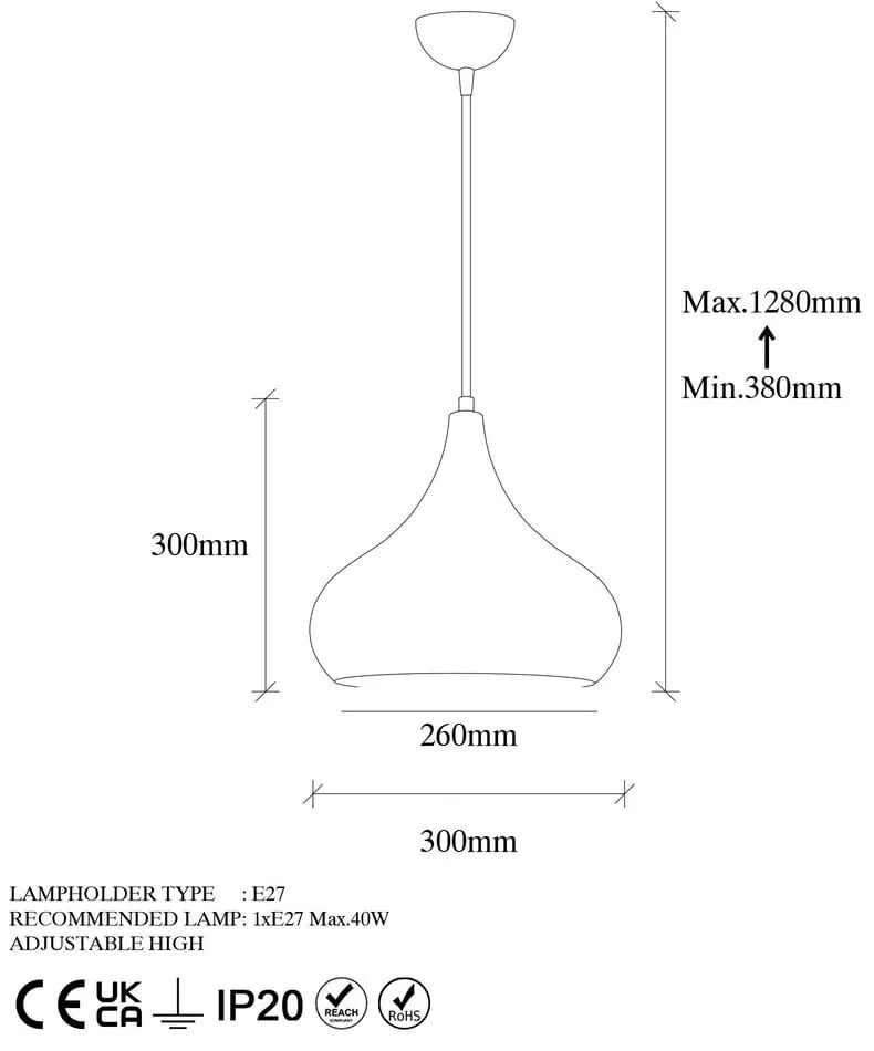 Lampadario color rame con paralume in metallo ø 26 cm Muba – Opviq lights