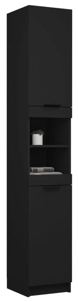 Armadietto da bagno nero 32x34x188,5 cm in legno multistrato