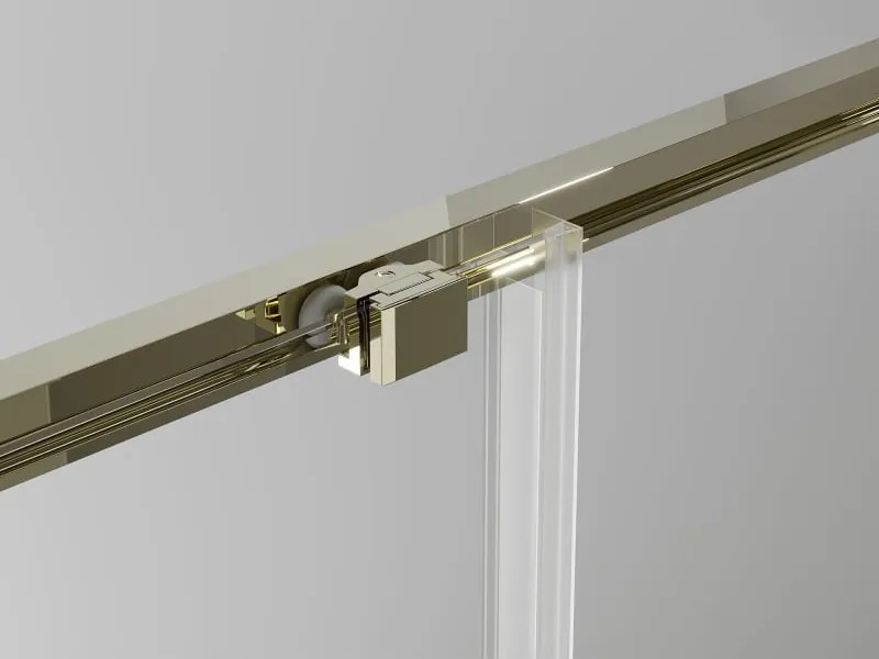 Mexen Exo cabina doccia quadrata scorrevole 100 x 100 cm, trasparente, oro - 8111-100-100-50-00