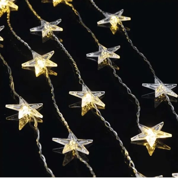 Catena luminosa LED da esterno 30 LED, 3,9 m, IP44, a forma di stelle