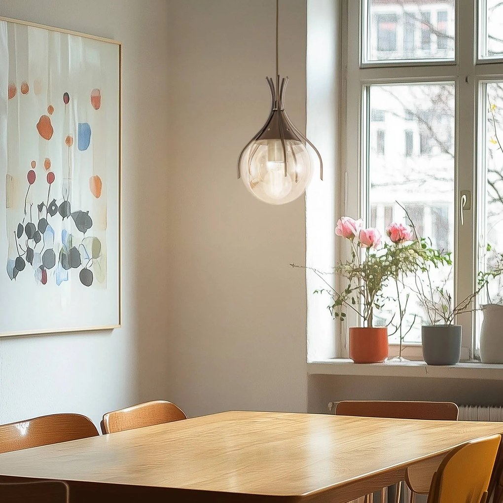 Lampada a sospensione in vetro Sinka Avonni, dimmerabile, Crema / Ambra, Soggiorno / Sala da pranzo, Vetro, Lampada a sospensione