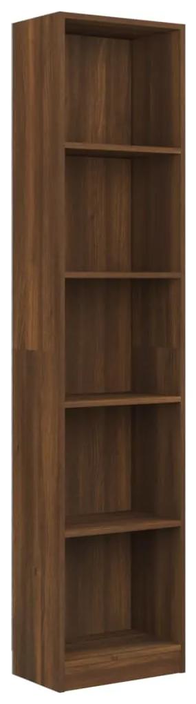 Libreria 5 ripiani rovere marrone 40x24x175cm legno multistrato