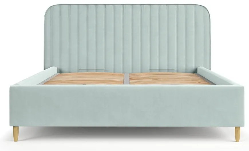 Letto matrimoniale imbottito color menta con spazio contenitivo e rete 140x200 cm Noto - Maison de Rêve