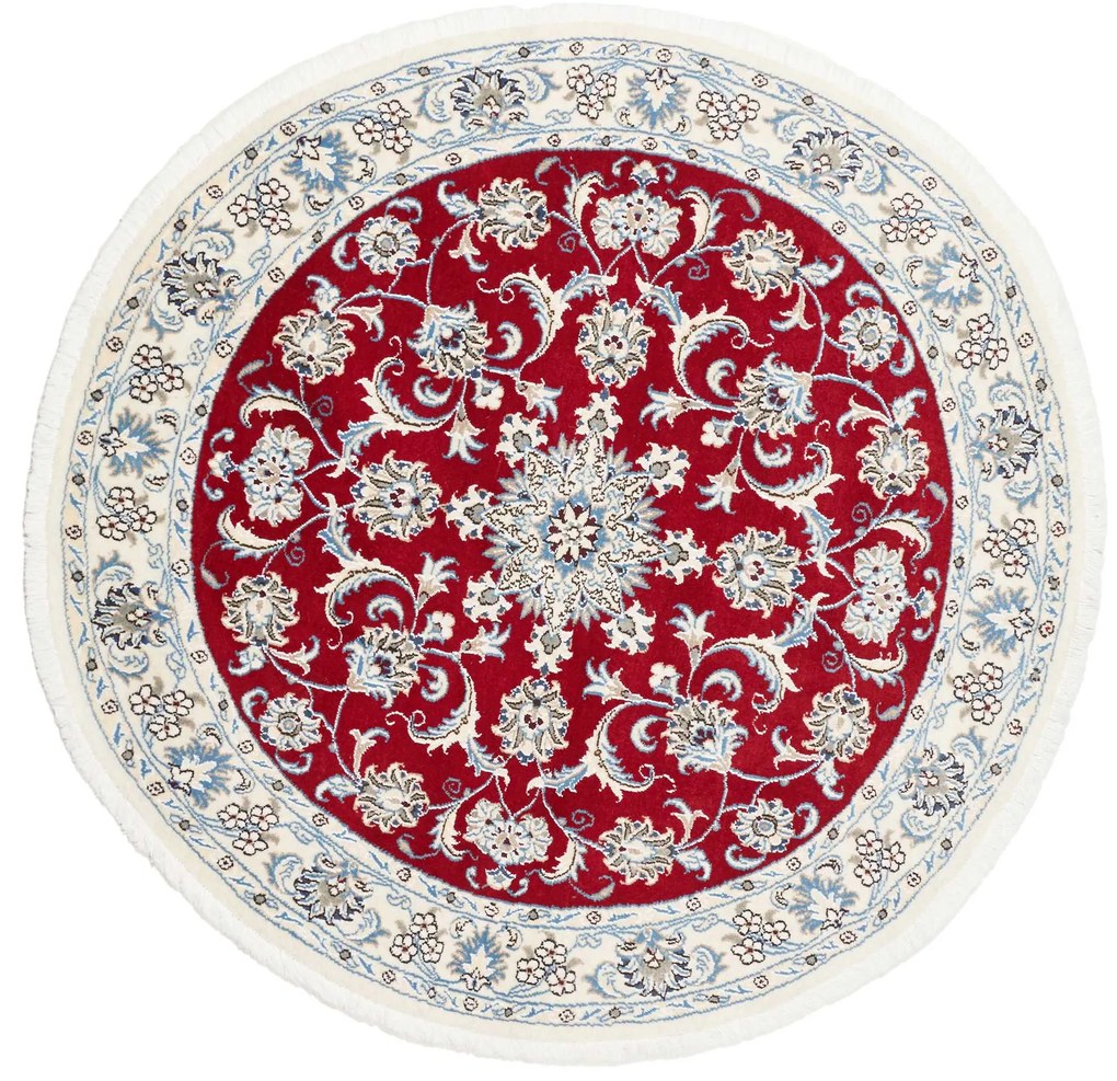 Nain Tappeto 150x150 Rosso (Iran) Annodato A Mano
