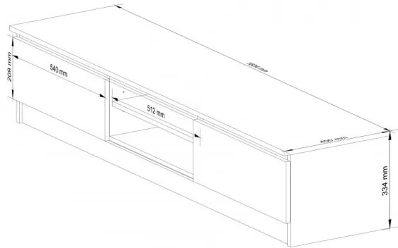 Mobile Porta TV 160 Cm 2 Ante 2 Vani A Giorno Bianco Opaco Artika