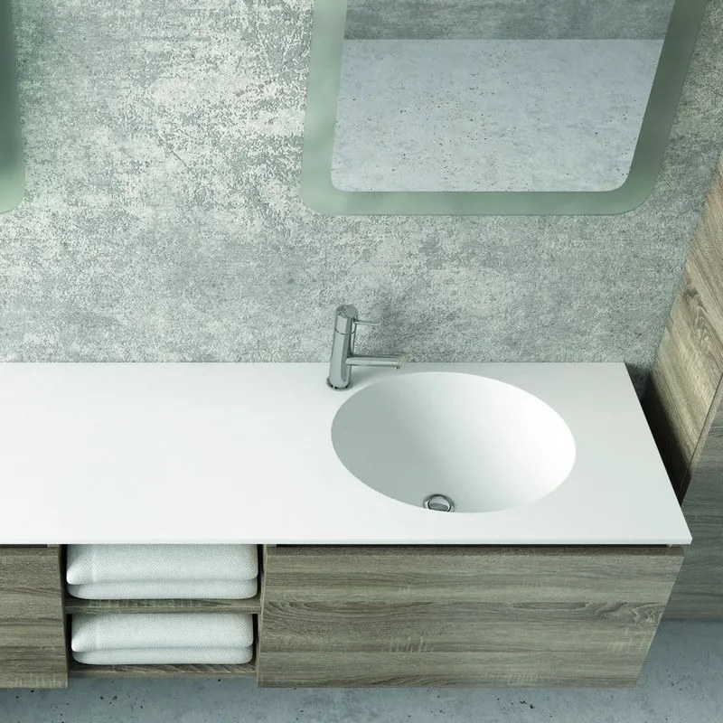 Composizione bagno 175cm, composta da mobile con lavabo doppio, due specchi led e colonna SP-175C - KAMALU