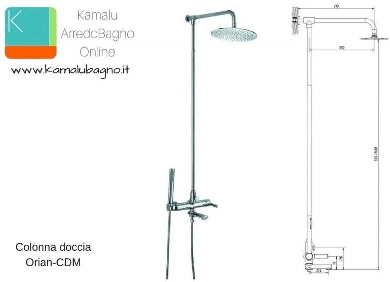 Kamalu - colonna doccia con miscelatore e flessibile modello orian-cdm