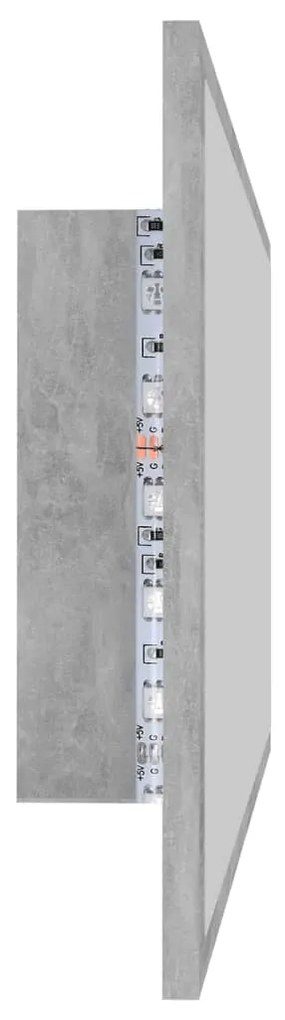 Specchio da bagno a led grigio 90x8,5x37 cm in acrilico