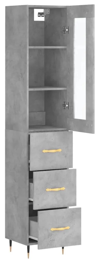 Credenza grigio cemento 34,5x34x180 cm in legno multistrato