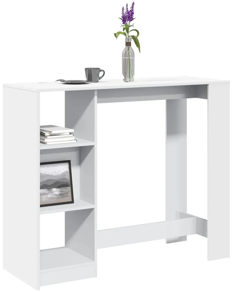 Tavolo bar con ripiano bianco 124x46x103,5 cm in truciolato