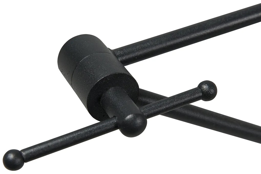 Lampada a sospensione nera con doppio paralume in velluto, motivo foglia e beige - Blitz