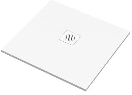 Piatto doccia SENSEA in composito minerale di resina gelificata Remix bianco L 80 x L 80 x H 2.5 cm opaco effetto pietra