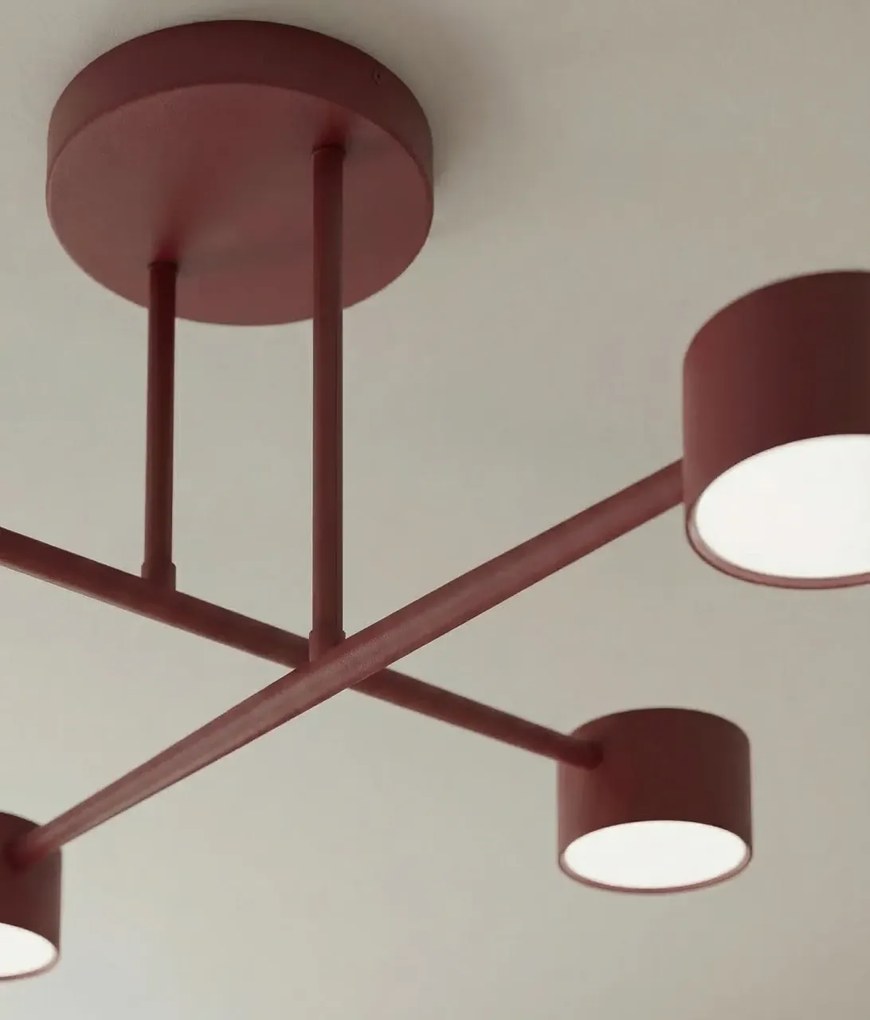 Plafoniera da soffitto HALO 4 in acciaio 4xGX53 - Mokka o Burgundy