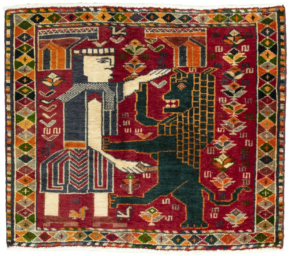 Shiraz Tappeto persiano 50 x 60 Rosso (Iran) Annodato A Mano