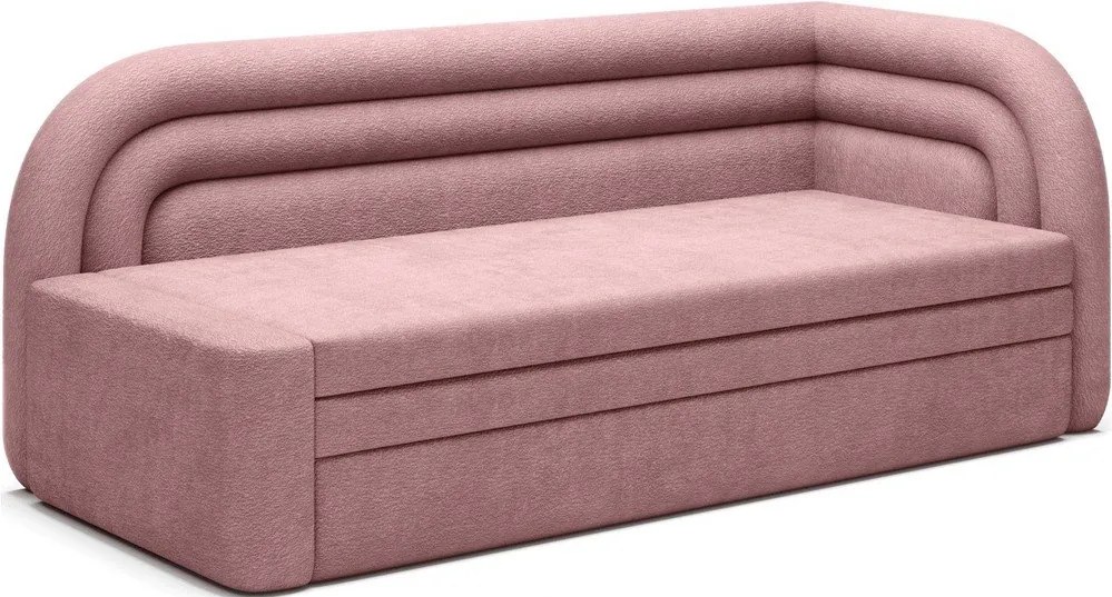 Divano rosa allungabile/con contenitore con penisola a destra e rivestimento in ciniglia 223 cm Fabillo – ELTAP