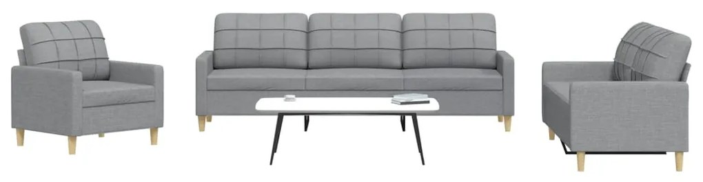 Set Di Divani 3 Pz Grigio Chiaro İn Tessuto /