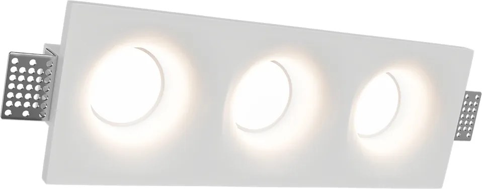 Portafaretto Rettangolare 280x100mm 3xGU10 in Gesso Pitturabile Curvo