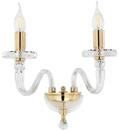 Applique 38 cm BACH senza paralume in vetro trasparente 2 Luci Oro