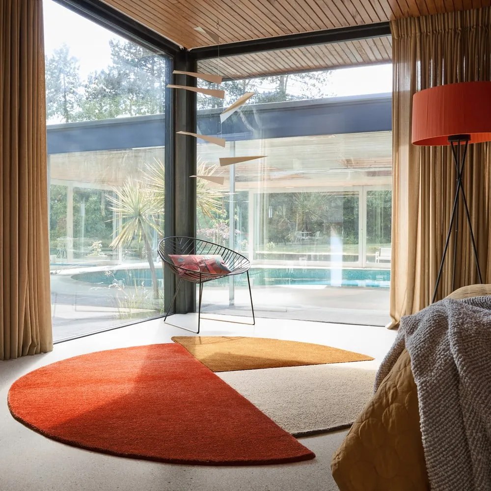 Tappeto rotondo color mattone in lana tessuto a mano ø 200 cm Mia Segment – Flair Rugs