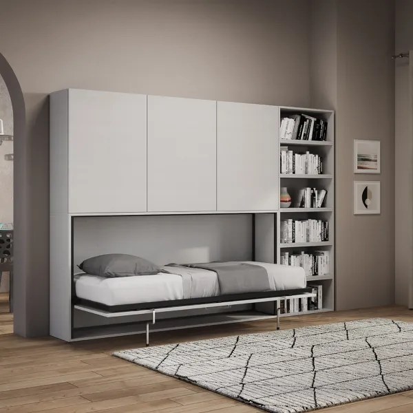 Letto NABOR singolo a scomparsa Bianco Frassino Composizione G
