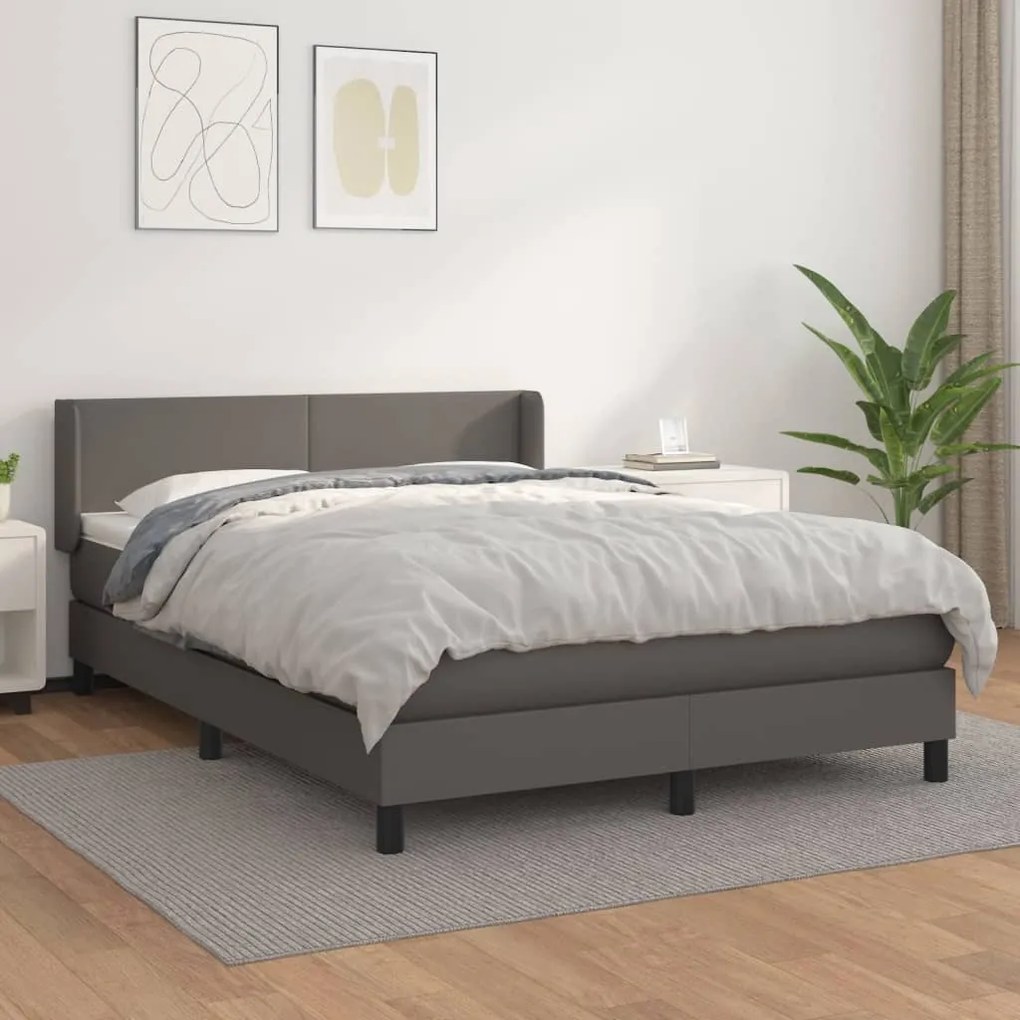 Giroletto A Molle Con Materasso Grigio 140x190 Cm İn Similpelle /