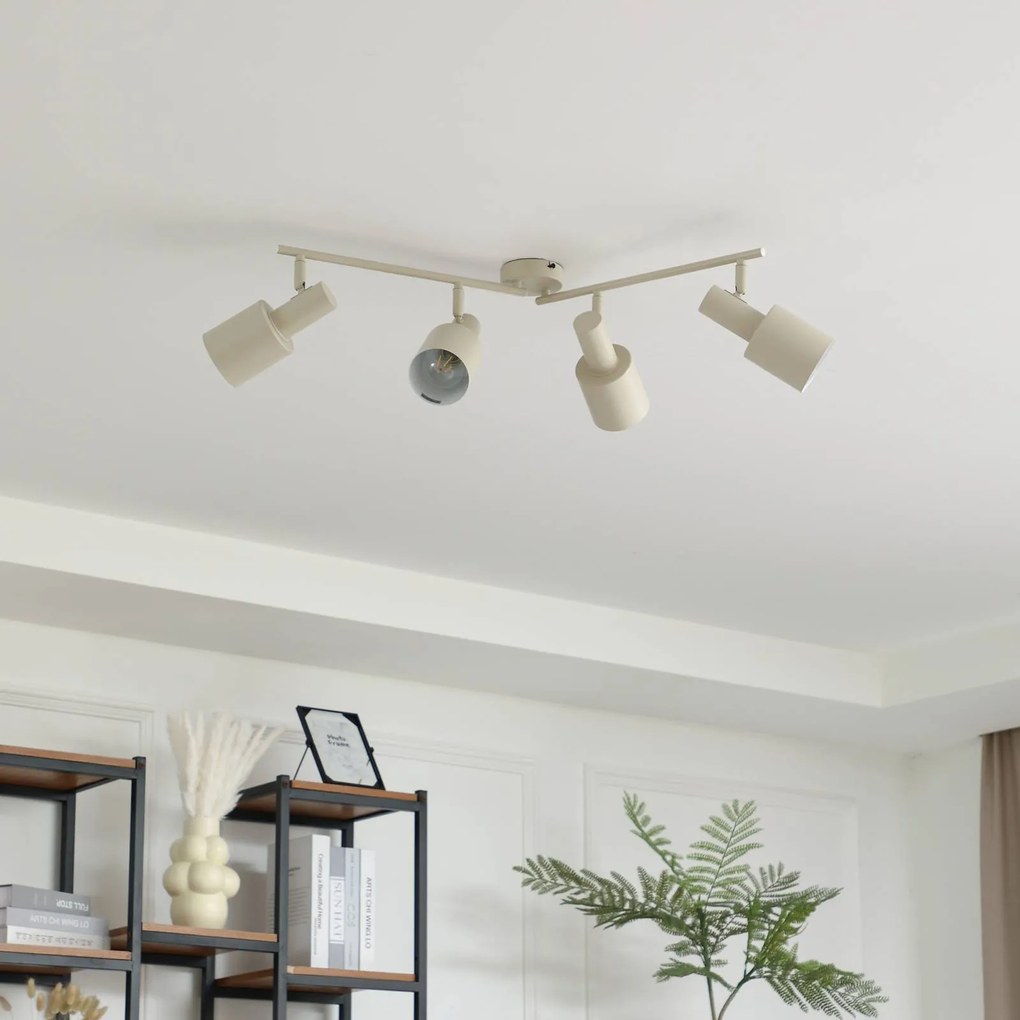 Faretto da soffitto Lindby Ovelia, beige, 80 cm, a 4 luci, E27