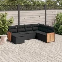 Set Divani da Giardino con Cuscini 7pz Nero Polyrattan 3260284