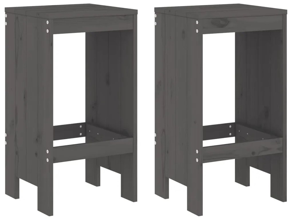 Set bar da giardino 3 pz grigio in legno massello di pino