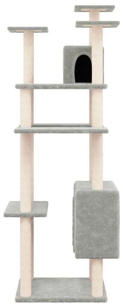 Albero per gatti con tiragraffi in sisal grigio chiaro 162 cm