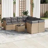 Set Divano da Giardino 9 pz con Cuscini Beige in Polyrattan 3217319