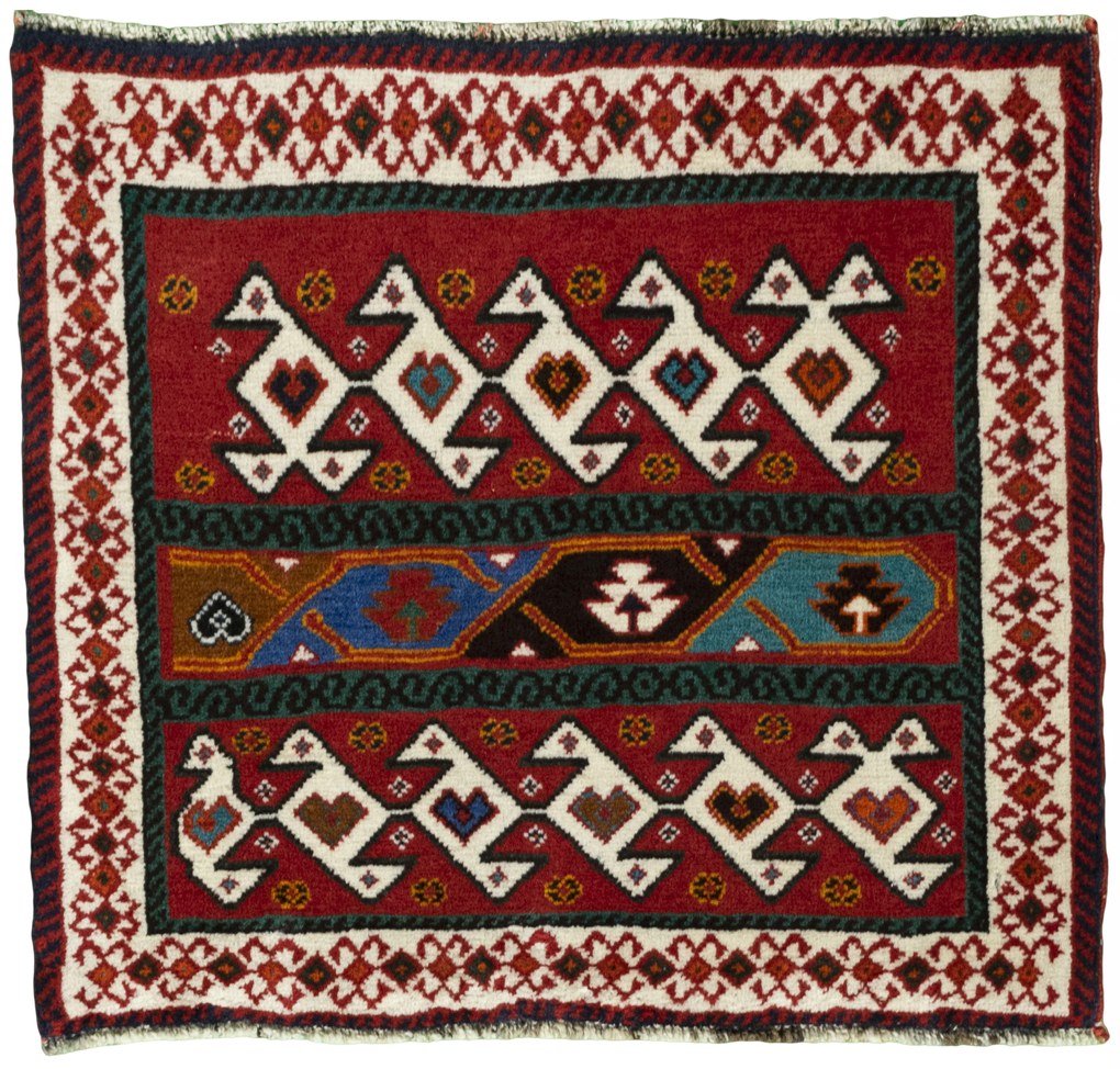 Shiraz Tappeto persiano 50x60 Rosso (Iran) Annodato A Mano