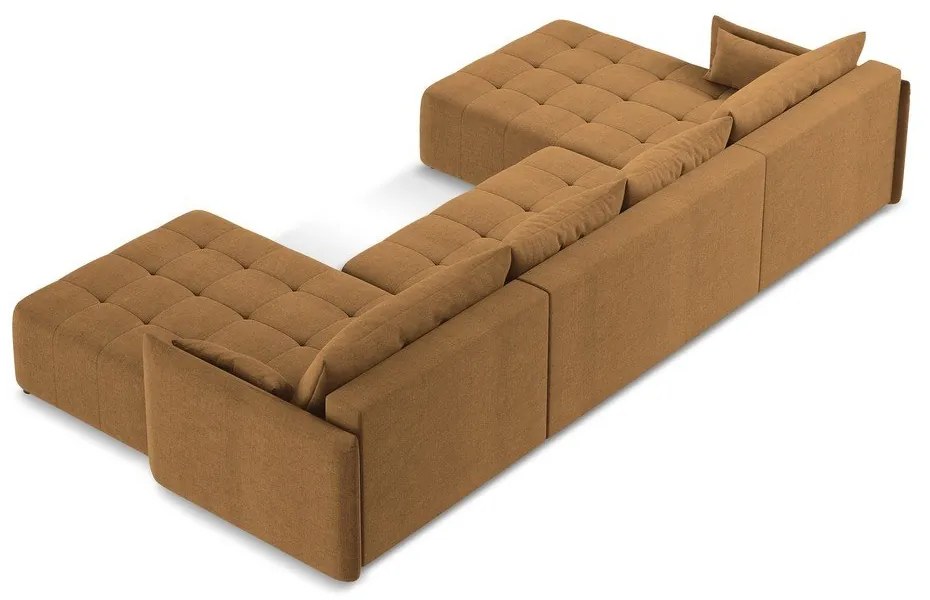 Divano angolare color terracotta allungabile/con contenitore (a U) Moku – Makamii